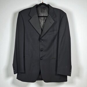 Vito Rufolo Wool Tuxedo Blazer Jacket Men 40 Black Formal Occasion Made in Italy